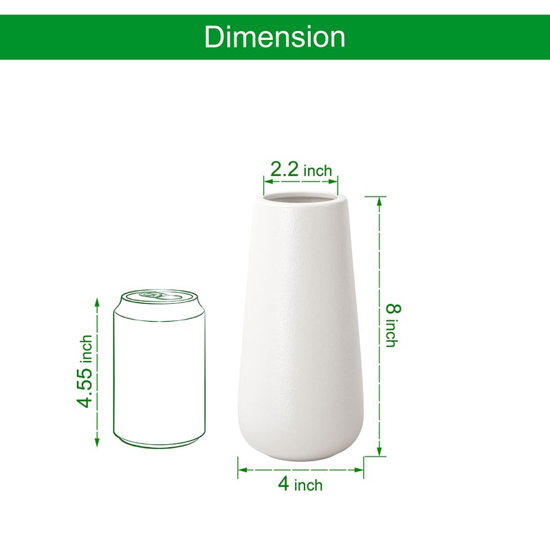 D'vine Dev 8 Inch Ceramic Flower Vase Textured Finishing, Minimalist Design for Kitchen, Bedroom, Living Room, Centerpieces, Office, Ivory, VS-XH-A-1 - Image 3
